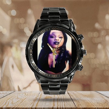 Discover Foxy Brown--- black Calendar Steel Band Watch