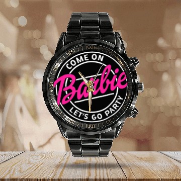 Discover Barbie Let's Go Party Calendar Steel Band Watch
