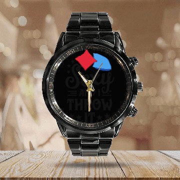 Discover Corn Star Cornhole Calendar Steel Band Watch Funny BBQ Cornhole Calendar Steel Band Watch