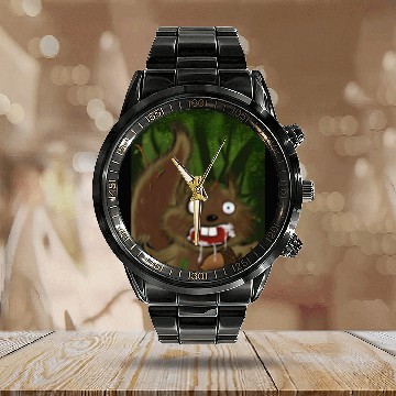 Discover Rabid Squirrel Calendar Steel Band Watch