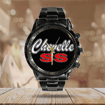 Discover Chevelle SS Emblem Calendar Steel Band Watch