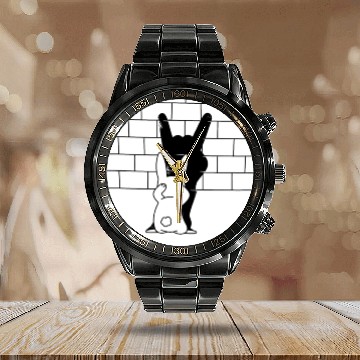 Discover Funny Rabbit Rock and Roll Hand Shadow Calendar Steel Band Watch