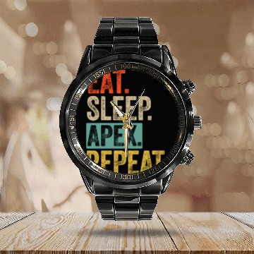 Discover Eat sleep apex legends repeat retro vintage Calendar Steel Band Watch