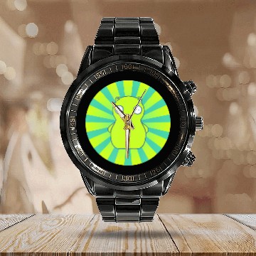 Discover bobs burgers kuchi kopi lime green hypno wheel Calendar Steel Band Watch