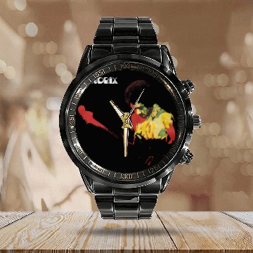 Discover Jimi Hendrix Band of Gypsys Calendar Steel Band Watch