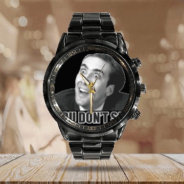 Discover Nicolas Cage Meme Calendar Steel Band Watch