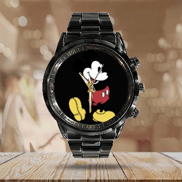 Discover Classic Mickey Mouse Calendar Steel Band Watch
