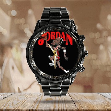 Discover Vintage Michael Jordan Caricature Calendar Steel Band Watch