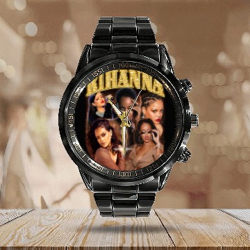 Discover Rihanna Calendar Steel Band Watch | Rihanna Graphic Calendar Steel Band Watch