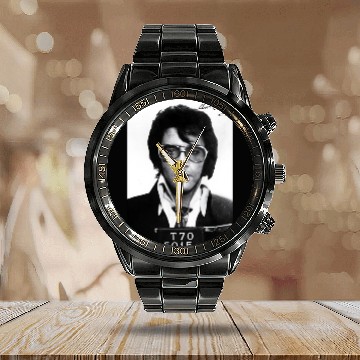 Discover Elvis Presley Mugshot Calendar Steel Band Watch
