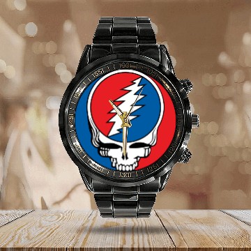 Discover Grateful  Steal Your Face Calendar Steel Band Watch