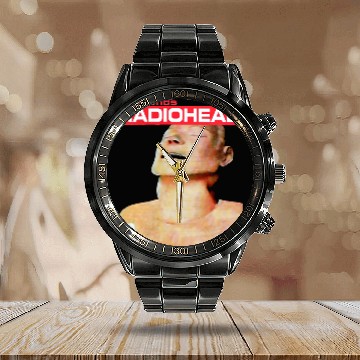 Discover Radiohead The Bends logo basic Calendar Steel Band Watch Rock band Unisex Black Calendar Steel Band Watch