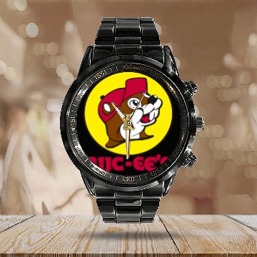 Discover Buc ees Calendar Steel Band Watch