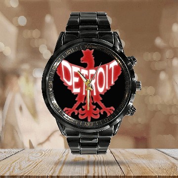 Discover Detroit Polish Poland Eagle 3D Calendar Steel Band Watch