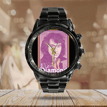 Discover Neil Diamond // Retro 1970s Fan Design - Neil Diamond - Calendar Steel Band Watch