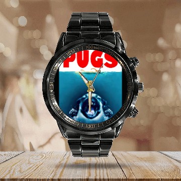 Discover Jaws - Pug Version - Jaws Pugs - Calendar Steel Band Watch