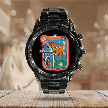 Discover Disney Classic Bambi Friends Forever Calendar Steel Band Watch