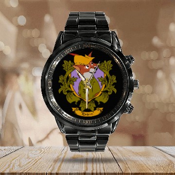 Discover Disney Robin Hood Robin  Floral Portrait Baseball Jerseys Calendar Steel Band Watch