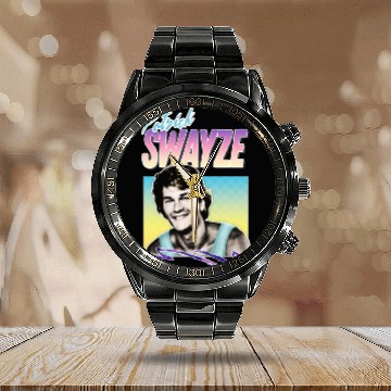 Discover Patrick Swayze Retro 90s Styled Fanart Essential Calendar Steel Band Watch