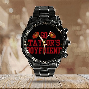 Discover Travis Kelce And Taylorr Swift Calendar Steel Band Watch