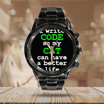 Discover Cat Paws Code Coding Computer Science Cat Gift Calendar Steel Band Watch