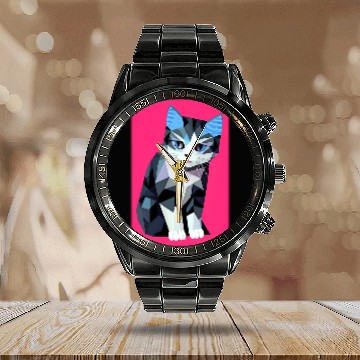 Discover black cats Paws Cat Cat Polygon Animal House Tiger Pet Calendar Steel Band Watch
