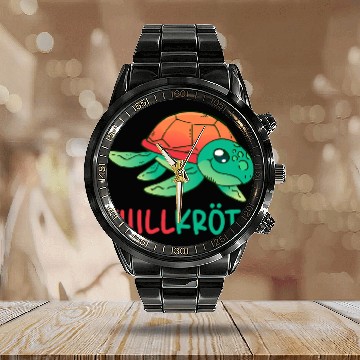Discover KV9 Turtle Chill toad funny turtle motif for real chillers 43 Calendar Steel Band Watch