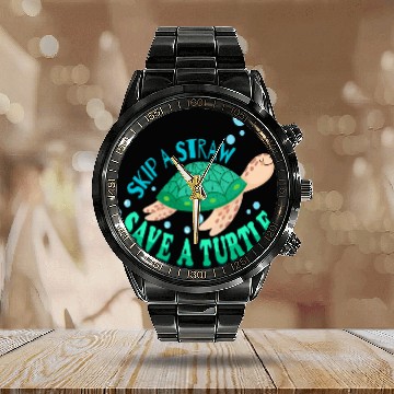 Discover KV9 Turtle Environment Earth Day 2Skip A Straw Save A Turtle Calendar Steel Band Watch