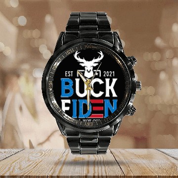 Discover Deers Buck Fiden I Will Not Comply Deer Calendar Steel Band Watch