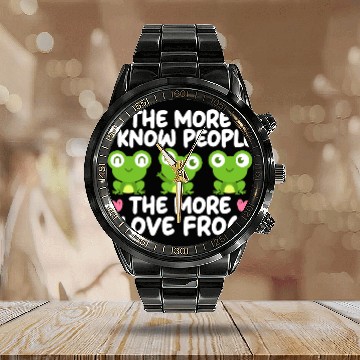 Discover Frog Gift Animal Tadpole Toad Egg Herpetology Frog Calendar Steel Band Watch