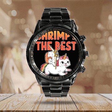 Discover Cat Paws Anime Sushi Cat Unicorns Sashimi Shrimp Calendar Steel Band Watch