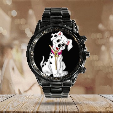 Discover Disney Dalmatians Hawaiians Calendar Steel Band Watch