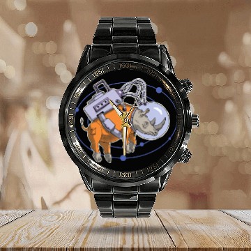 Discover Rhino Gift Astronauts Space Rhino Calendar Steel Band Watch