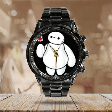 Discover Disney Big Hero 6 Baymax With Lollipop Cute Shot Baseball Tees Calendar Steel Band Watch