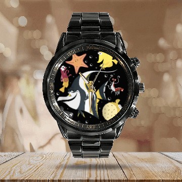 Discover Disney Pixars Finding Nemo Fish Tank Gang Group Shot Logo Raglan Baseball Calendar Steel Band Watch Calendar Steel Band Watch