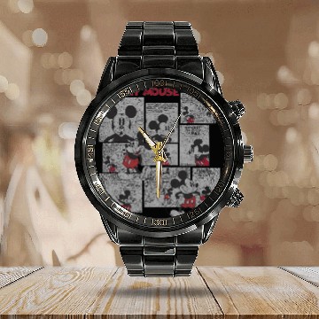 Discover Disney Mickey Mouse Comic Squares Calendar Steel Band Watch