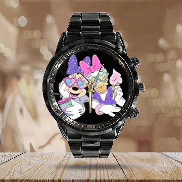 Discover Disney - Minnie Mouse and Daisy Calendar Steel Band Watch
