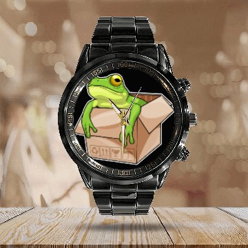 Discover Frog Gift Box Calendar Steel Band Watch
