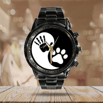 Discover Yin Yang -Dog and Human Calendar Steel Band Watch