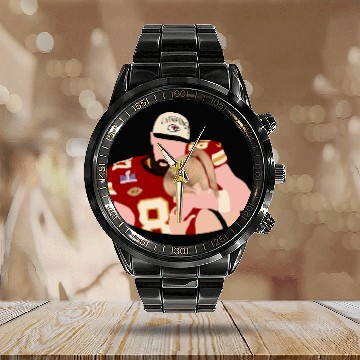 Discover Travis Kelce Taylorr Swift Chiefs Zip Calendar Steel Band Watch