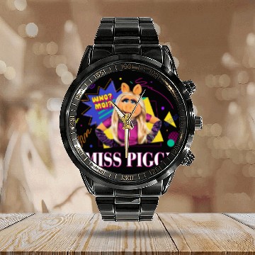 Discover Disneyss Muppets Miss Piggy Retro 90s Muppet Matching Baseball Tees Calendar Steel Band Watch