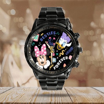 Discover Disney Mickey And Friends Minnie Daisy Besties Forever Baseball Jerseys Calendar Steel Band Watch