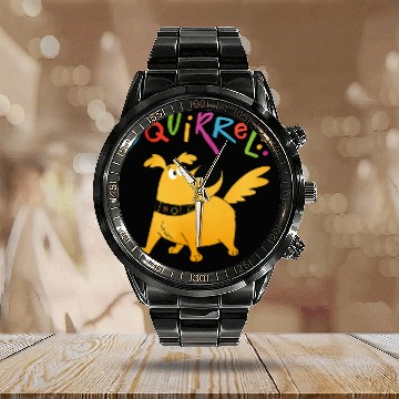 Discover Disney Pixar UP Dug Squirrel Pose Calendar Steel Band Watch