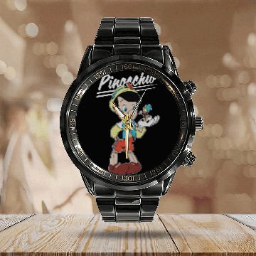 Discover Disney Pinocchio and Jiminy Cricket Baseball Jerseys Calendar Steel Band Watch