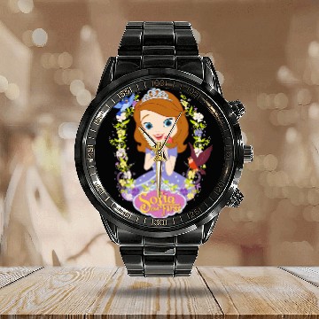 Discover Disney Sofia the First Sofia Flower Border Calendar Steel Band Watch