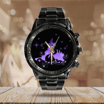 Discover Disney Tangled Rapunzel Silhouette Portrait Graphic Calendar Steel Band Watch