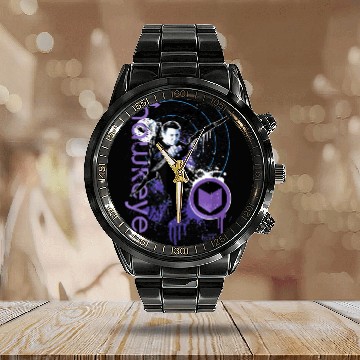 Discover Marvel Hawkeye Disney Plus Target Paint Splatter Baseball Tees Calendar Steel Band Watch