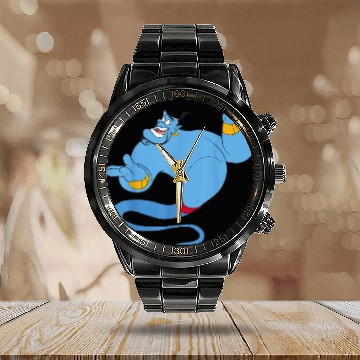 Discover Disney Aladdin Genie Floating Happy Portrait Calendar Steel Band Watch