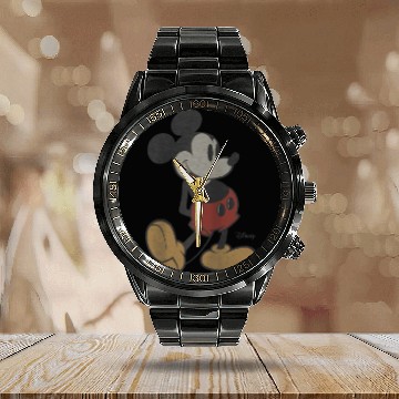 Discover Disney Classic Mickey Mouse Pose Raglan Baseball Zip Calendar Steel Band Watch