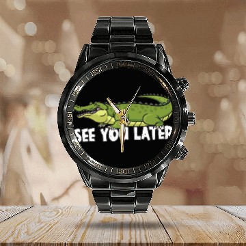Discover Alligator Animals See you later Alligator 21 Crocodile Calendar Steel Band Watch
